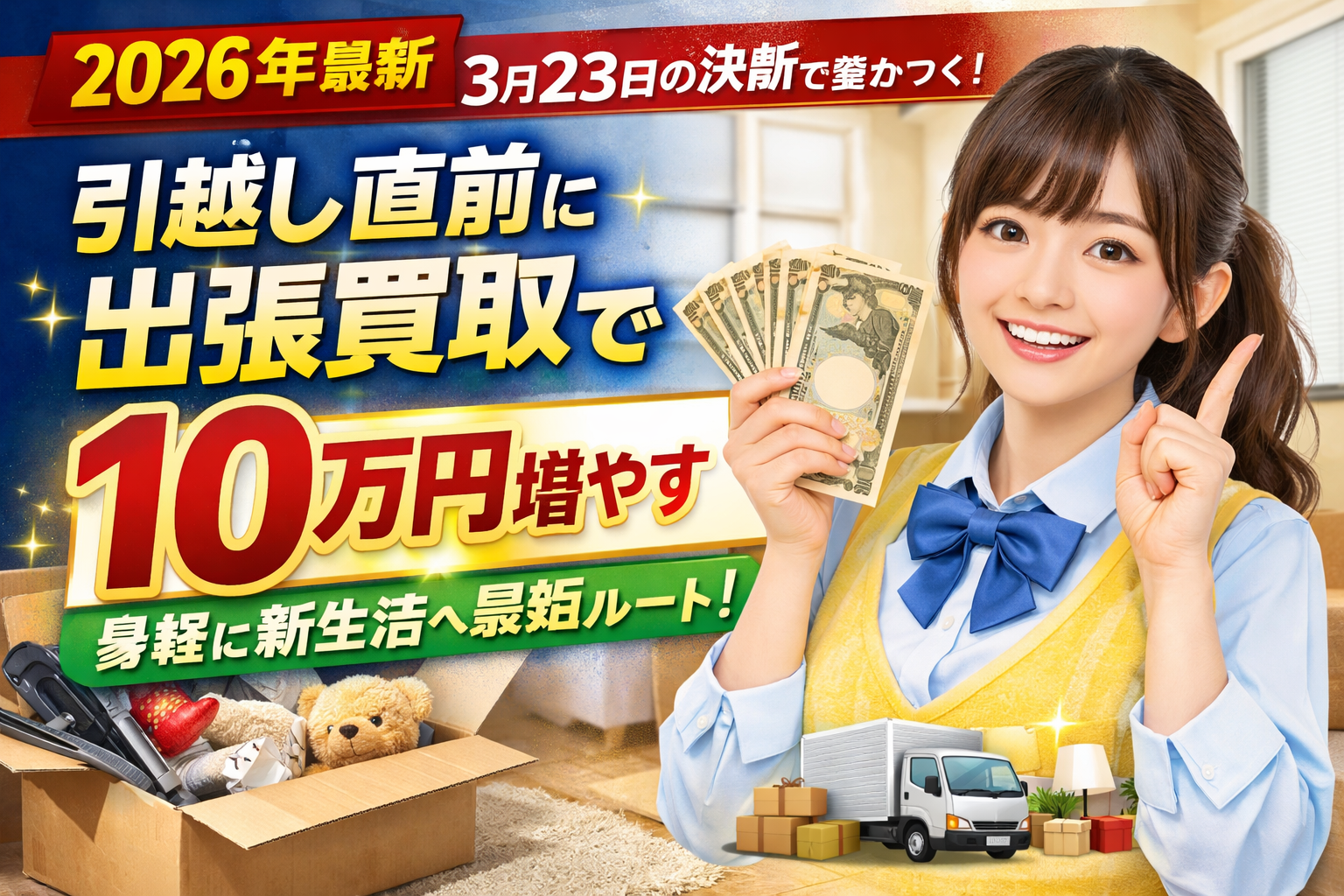 【2026年最新】3月23日の決断で差がつく！引越し直前に「出張買取」で10万円増やし、身軽に新生活を始める最短ルート