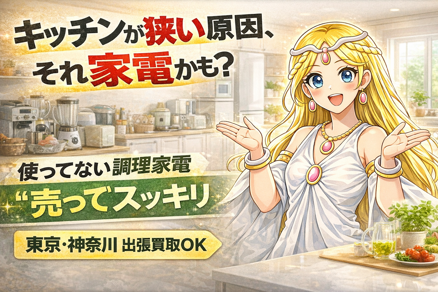 【キッチン革命】使わない調理家電でスペースを無駄にしていませんか？調理スペースを2倍に広げ、家事効率を劇的に上げる買取活用術
